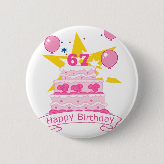 67歳お誕生日ケーキ 缶バッジ (正面)