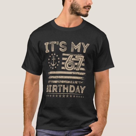 67歳の誕生日おめでとう セーラー アメリカ 海事 舨海 Tシャツ (正面)
