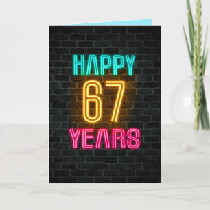 67歳の誕生日にネオンのサインが入る カード