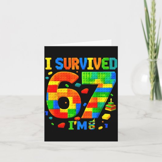 67歳の誕生日を迎えたよ 男の子 女の子 ブロック カード (正面)
