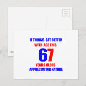 67歳の誕生日デザイン ポストカード (正面/裏面)