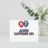 67歳の誕生日デザイン ポストカード (スタンド正面)