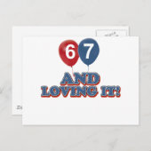 67歳の誕生日デザイン ポストカード (正面/裏面)