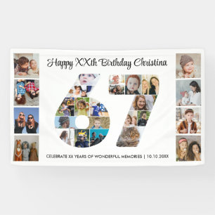 67歳の誕生日パーティーナンバー67フォトコラージュ 横断幕