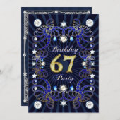 67歳の誕生日パーティー招待状と宝石の塊 招待状 (正面/裏面)