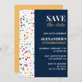 67歳の誕生日招待状日付紙吹雪を保存 招待状 (正面/裏面)