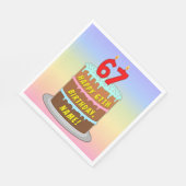 67歳の誕生日: おもしろいケーキとロウソク + 名前をカスタマイズ スタンダードランチョンナプキン (角)