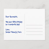 67歳の誕生日：ピンクの縞模様とハート、虹色67 ポストカード (裏面)