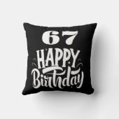 67歳の誕生日 ブラック ホワイト 名入れ クッション (裏面)