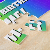 67歳の誕生日 — 色とりどりの虹のパターン「67」 ジグソーパズル (側面)