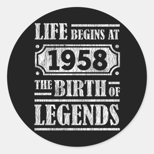 67歳1958年誕生伝説67誕生日 ラウンドシール (正面)