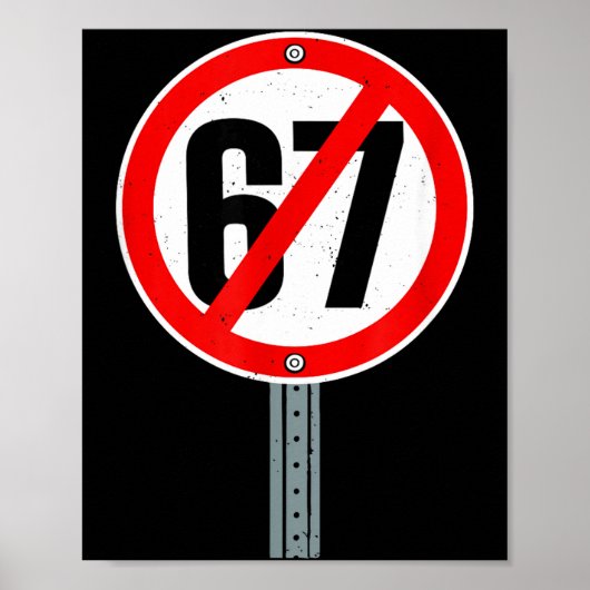 67番なんて嫌だ 67通り標識 冗談 6 7 ストリートサイン ポスター (正面)