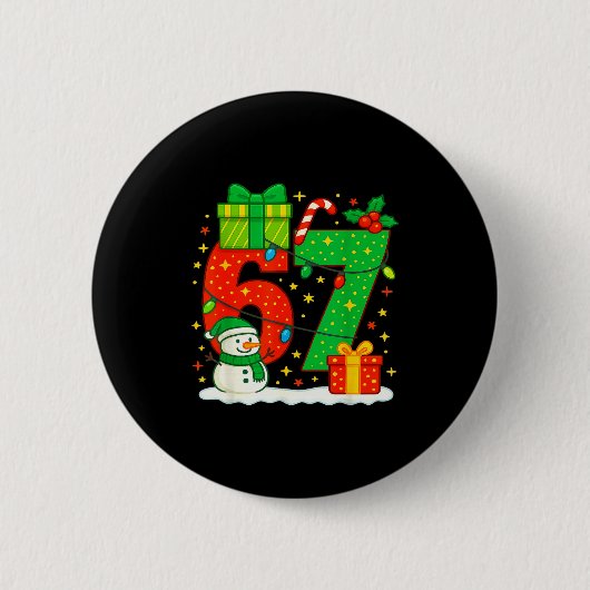 67番のミームにぴったりなクリスマスカップル 67 六七 缶バッジ (正面)