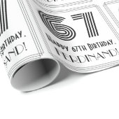 67番目の誕生日:インスパイアアールデコスタイル「67」 +名前 ラッピングペーパー (ロールコーナー)