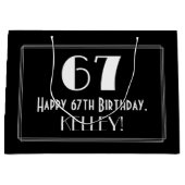 67番目の誕生日:インスパイアアールデコスタイル「67」、名前 ラージペーパーバッグ (正面)