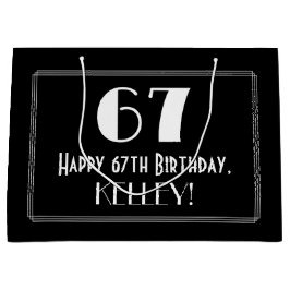 67番目の誕生日:インスパイアアールデコスタイル「67」、名前 ラージペーパーバッグ