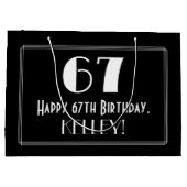 67番目の誕生日:インスパイアアールデコスタイル「67」、名前 ラージペーパーバッグ (裏面)