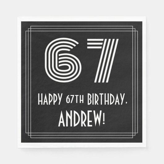 67番目の誕生日:インスパイアアールデコ検索"67" +名前 スタンダードランチョンナプキン (正面)