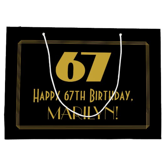 67番目の誕生日:インスパイアアールデコ「67」の外観と名前 ラージペーパーバッグ (裏面)