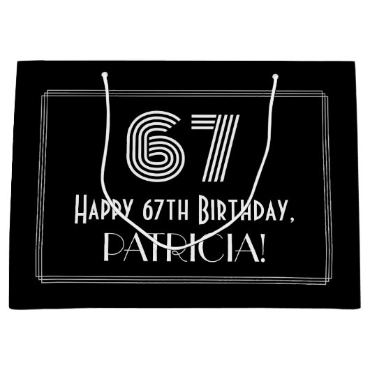 67番目の誕生日:インスパイアアールデコ「67」の外観と名前 ラージペーパーバッグ (正面)