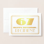 67番目の誕生日、名前+アールデコインスパイアの外観「67」 箔カード (封筒付き正面)