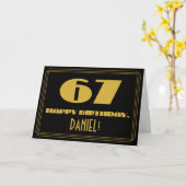 67番目の誕生日:名前+アールデコインスパイア「67」を見る カード (黄色い花)