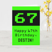 67番目の誕生日: Nerdy/オタク系のスタイル「67」と名前 カード (黄色い花)