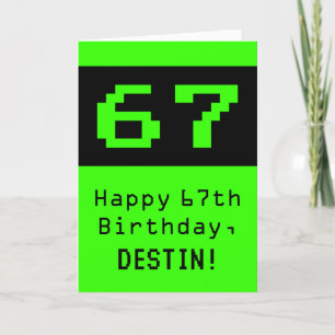 67番目の誕生日: Nerdy/オタク系のスタイル「67」と名前 カード