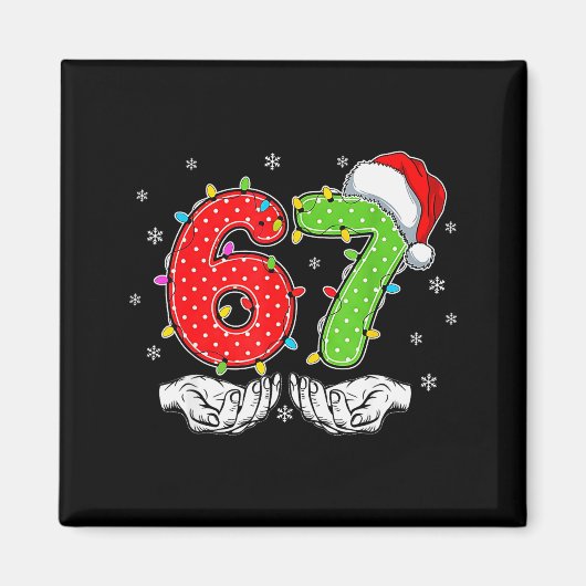 67番 6と7がお揃い 6 7 ミーム 6-7 クリスマス マグネット (正面)