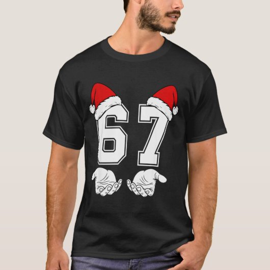 67番 6 7 マッチ ミーム クリスマス Tシャツ (正面)