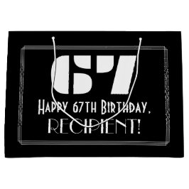 67誕生日インスパイア～アールデコルック"67" +名前 ラージペーパーバッグ