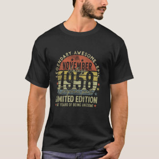 67誕生日ギフトヴィンテージ1958年11月67年 Tシャツ