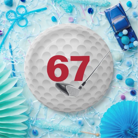 67誕生日ゴルフボールデザイン紙プレート ペーパープレート (パーティー)