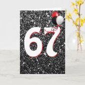 67誕生日バルーンを黒グリッターカードに カード (黄色い花)