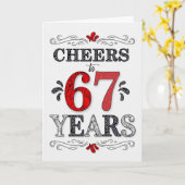 67誕生日応援の赤い白の黒のパターン カード (黄色い花)