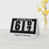 67誕生日用ブラックオドメータ カード (黄色い花)