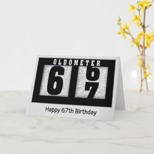 67誕生日用ブラックオドメータ カード (黄色い花)