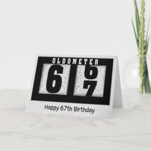 67誕生日用ブラックオドメータ カード
