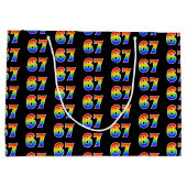 67誕生日:おもしろいレインボーイベント第67パターン ラージペーパーバッグ (裏面)