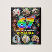 67誕生日:おもしろいレインボー#,名前をカスタムする+写真 ジグソーパズル (縦)
