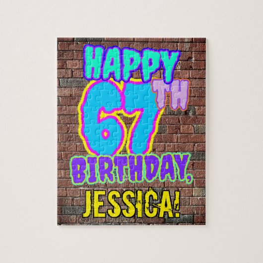 67誕生日~おもしろい、アーバングラフィティインスパイアルック ジグソーパズル (縦)