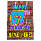 67誕生日:おもしろい、アーバングラフィティインスパイアルック ミディアムペーパーバッグ (裏面)