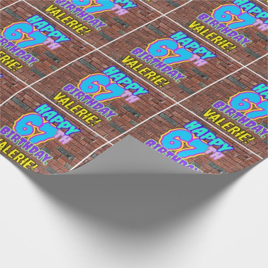 67誕生日:おもしろい、アーバングラフィティインスパイアルック ラッピングペーパー (角)