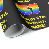 67誕生日:おもしろい、カラフルレインボーインスパイア# 67 ラッピングペーパー (ロールコーナー)