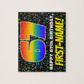 67誕生日:おもしろい、カラフル音楽シンボル、「67」 ジグソーパズル (縦)