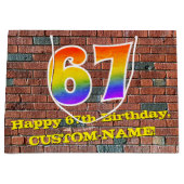 67誕生日:おもしろい、グラフィティインスパイアレインボーー# 67 ラージペーパーバッグ (正面)