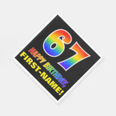 67誕生日:はっきりした,おもしろい,シンプル虹, 67 スタンダードランチョンナプキン (角)