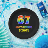 67誕生日:はっきりした,おもしろい,シンプル虹, 67 ペーパープレート (パーティー)