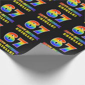 67誕生日:はっきりした,おもしろい,シンプル虹, 67 ラッピングペーパー (角)