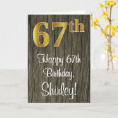 67誕生日:エレガントフェイク金ゴールドルック#,フェイク Wood カード (黄色い花)